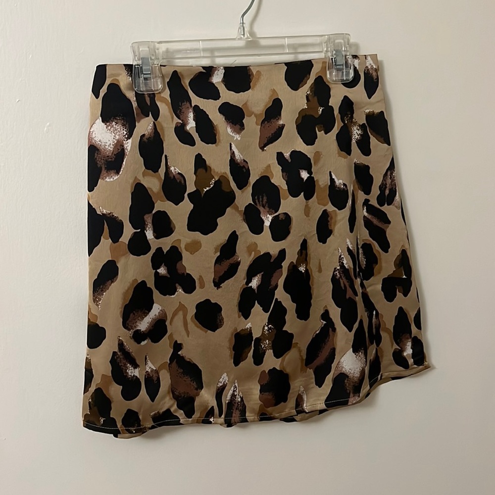 leopard silk skirt